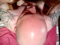 Messy deep blowjob on a thick cock with head fondling