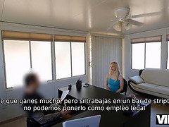 Audition, Blonde, Sucer une bite, Mignonne, Hd, Argent, Bureau, Adolescente