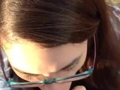 Nerdy Girl Gives Outdoor Cock Sucking And Swallows
