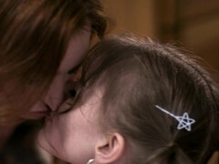 Sophia Locke and Melody Marks playing lesbian games in the kitchen