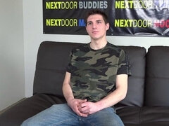 Real casting jock wanking his cock solo