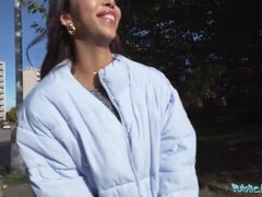 Aziatisch, Grote lul, Pijpbeurt, Bruinharig, Sperma shot, Buiten, Openbaar, Realiteit