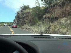Leie, Auto, Flashen, Freundin, Im freien, Pov, Öffentlich, Nass