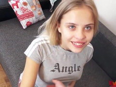 18, 素人, ブロンド, フェラチオ, ズームショット, イく瞬間, カワイイ, ティーン