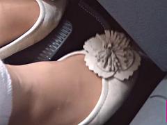 素人, フェティッシュ, 足フェチ, Hd, ナイロン, 穴開きパンティ, 一人, ティーン
