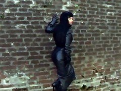 Tussi, Schwarz, Latex, Leder, Im freien, Rock, Eng