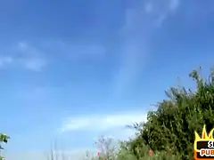Amateur, Gros seins, Sucer une bite, Allemand, Hd, De plein air, Public, Rousse roux
