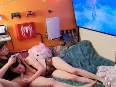 Video game, blowjob while gaming, free use