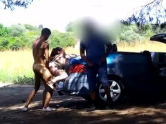 18, デカパイ, フェラチオ, 車, ハードコア, アウトドア, スペイン人, ティーン