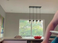 My busty wife is cooking now