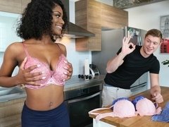 Ass, Big tits, Black, Brunette, Interracial, Masturbation, Shaved, Teen
