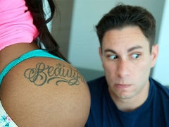 Ass, Brunette, Handjob, Hardcore, Interracial, Pussy, Shaved, Stripping