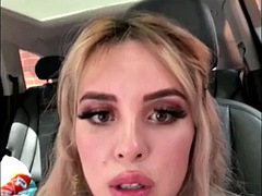 Big boobs latina in the car
