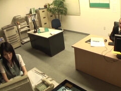 アジア人, 茶髪の, 中出し, チン, オフィス, オマンコ, 秘密の, オッパイの