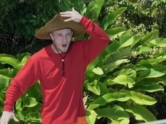 美女, ビキニ, 茶髪の, バック, 黒人, アウトドア, プール, 馬乗り