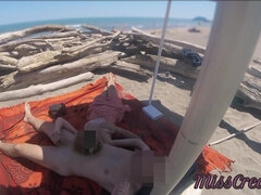 Amateur, Playa, Pajear, Desnudo, Nudista, Público, Voyeur, Esposa