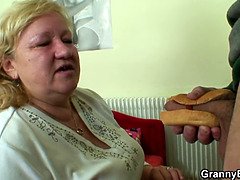 Guy doggy-fucks chubby old grandma