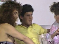 フェラチオ, イく瞬間, 毛深い, 淫乱熟女, 三人