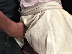 Chica, Mamada, Novio, Tetona, Pajear, Lencería, Bragas, Uniforme