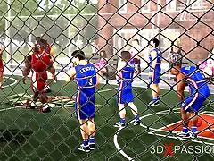 Basketball players fuck hard a cool cheerleader chick on the street