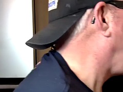 Mature bottom gay fucked by date at glory hole after sucking