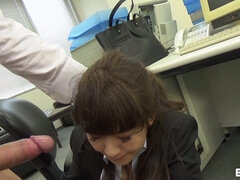 Asiatique, Sucer une bite, Brunette brune, Bureau
