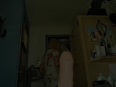 When your stepmom catches you being naughty! Blowjob and cum on dick in POV video, campplay