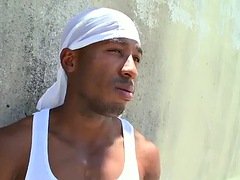 Pulled black thug got his asshole banged by white cock