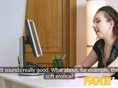 Amateur, Audition, Blonde, Femelle, Léchez, Bureau, Chatte, Réalité