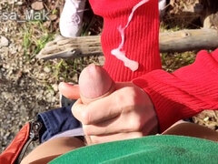 Leie, Paar, Spermaladung, Fingern, Handjob, Geld, Im freien, Sperma