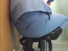 Asian toilet attendant cleans wrong part2