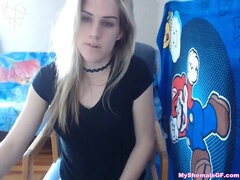 Super-Cute Trap Katie Toying With Her Man Rod