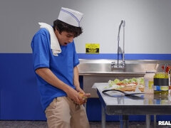 デカパイ, ブロンド, フェラチオ, なめる, 淫乱熟女, 剃毛, スペイン人, パイ刷り