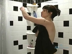 Hairy Teen Shower Solo - Roxanne Cleans Her Wet Pussy in the Bathroom