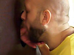 Hot sucking action at the homemade glory hole 5