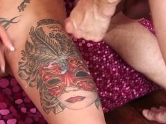 Anna Bell Peaks get cum on her tattoos after some fingerbanging & dicking