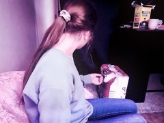 Amateur, Américain, Sucer une bite, Brunette brune, Fait maison, Léchez, Petite femme, Suçant