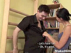 Pijpbeurt, Bruinharig, Sperma shot, Handbeurt, Orgasme, Kut duiken, Geschoren, Tiener