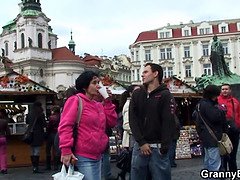 Guy brings old grandma home for sex