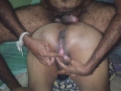 Husband fingerblasting Sri Lankan wife's ass and pussy in doggy style