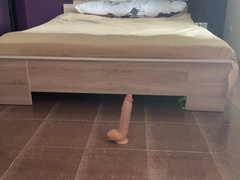 Opening Up my cock-squeezing slot with a gigantic faux-cock