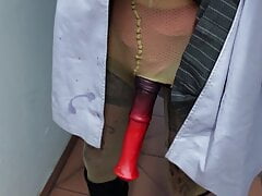 Dragon dildo put on