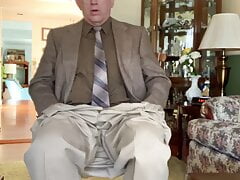 Dad in dress clothes masturbates