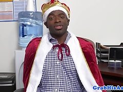 Costumed office party ends in interracial bang