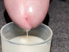 Extreme Closeup Huge Thick Load of Cum Edged Out Into Cup and Swallowed