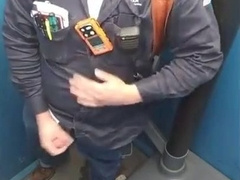 Worker Bear Jerks Off & Cum in Porty Potty at Work