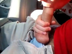 Blowing a friend in the car and he cums in my mouth 10
