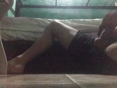 My stepson surprises me masturbating his big cock