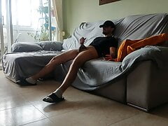 Neighbours love watching thick cum dripping down my cock
