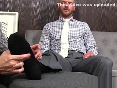 Handsome young gentleman feet worshiped by young homo